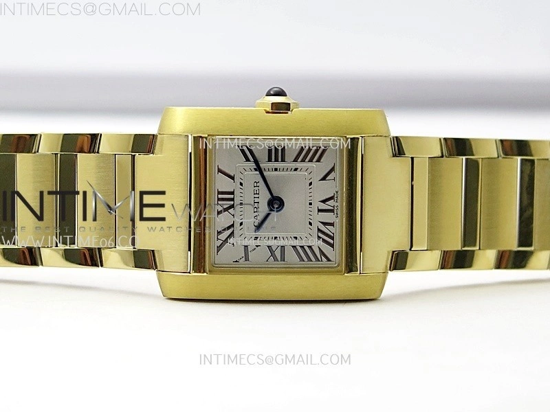 Tank Francaise Ladies 21.2mm YG 8848F 1:1 Best Edition Silver Dial on YG Bracelet Ronda Quartz